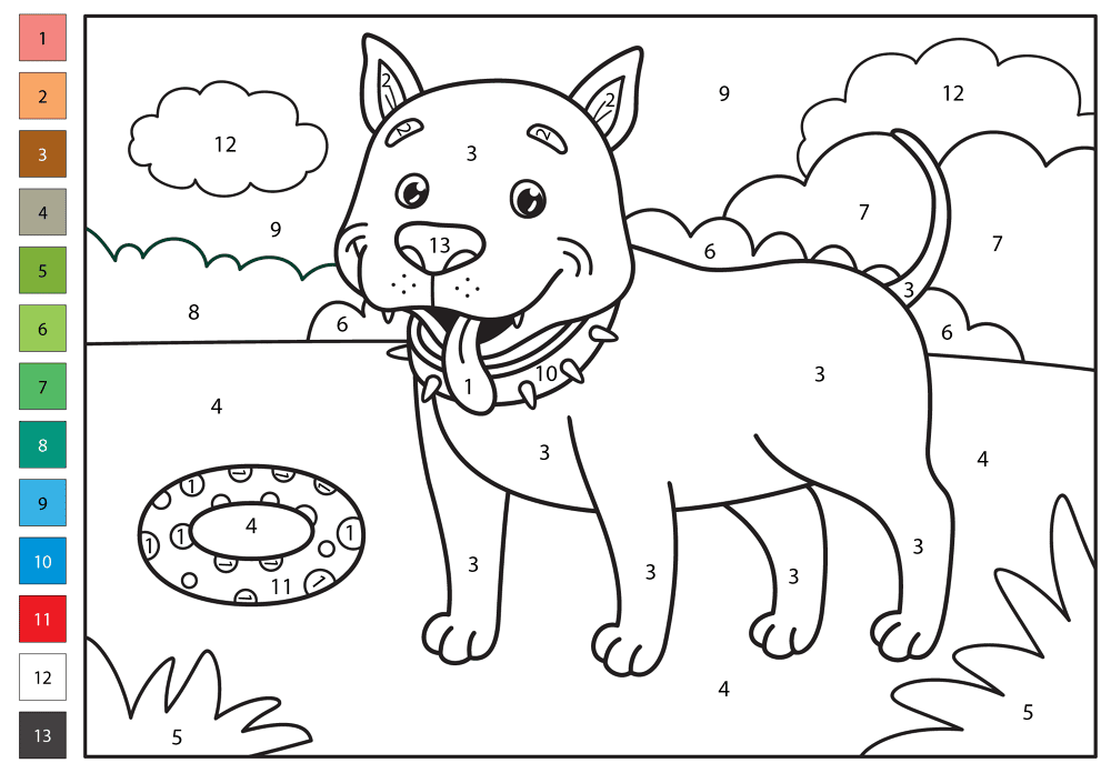 Pitbull Color By Number Coloring Page Md Coloring Page — Free Printable — free printable coloring page